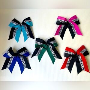 5 Piece 7 inch Zebra Animal Print Pony Tail Cheer Bows